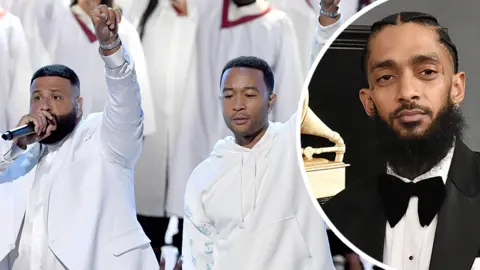 Getty Images DJ Khaled, Joh Legend and Nipsey Hussle