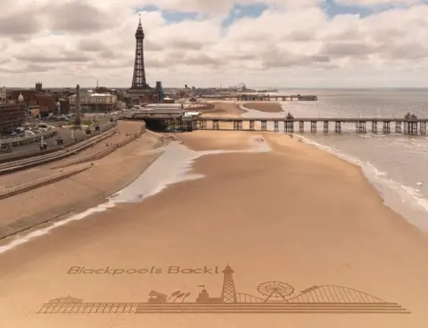 Visit Blackpool Giant sand art on Blackpool beach