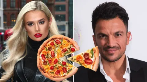 Getty Images Molly-Mae, Peter Andre and a pizza