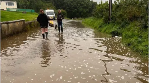 Curryfree Road, Derry, submerged by flood water