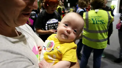 Brian Lawless Baby at count centre in Dublin