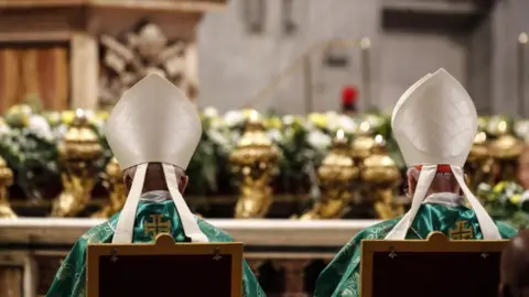 EPA Prelates during the the Holy Mass for the opening of the special assembly of the Synod of Bishops for the Pan-Amazon Region celebrated by Pope Francis in Saint Peter's Basilica at the Vatican City, 06 October 2019