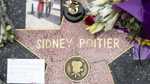 EPA Sidney Poitier's star on the Hollywood Walk of Fame