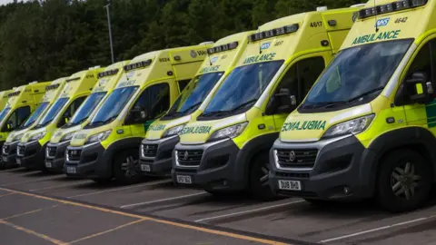 Getty Images Line of West Midlands Ambulance Service