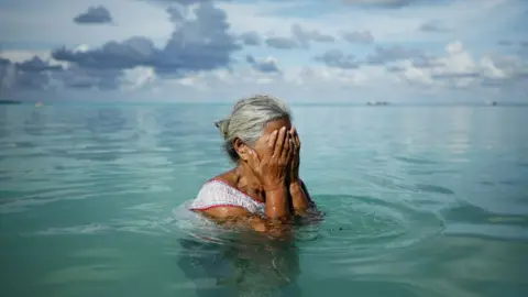 Woman in sea water