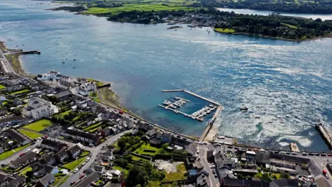 Getty Images An aerial view of Strangford Lough. It shows Strangford village on one side and Portaferry on the other.