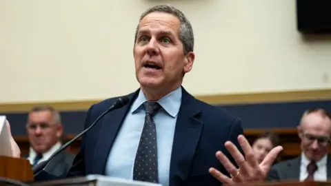 Michael Barr, vice chair for supervision at the US Federal Reserve, speaks during a House Financial Services Committee hearing in Washington, DC, US, on Wednesday, Nov. 20, 2024. 