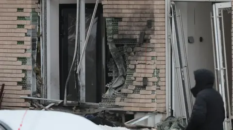 EPA-EFE/REX/Shutterstock A view shows the site of an explosion, which reportedly killed two army officers, in Moscow, Russia on December 17, 2024.