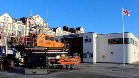 Bridlington Lifeboat Station, with lifeboats outside