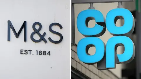 The M&S and Co-op logos