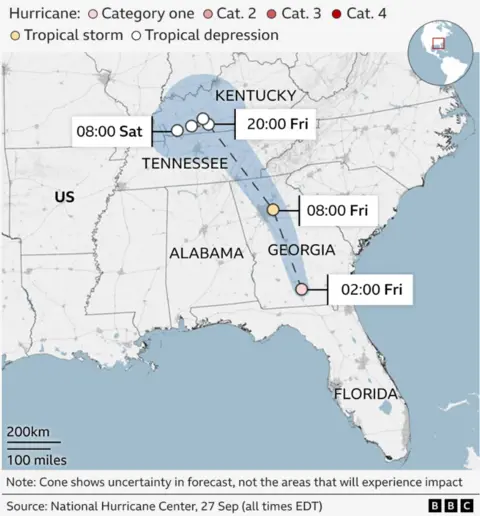 Path of the storm Helene