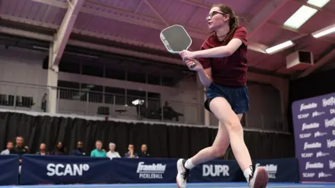 Kieran Cleeves/Pickleball England Ellie Tomkinson playing pickleball