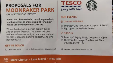 An information leaflet showing websites and contact details for a development called 'Moonraker's Park'.