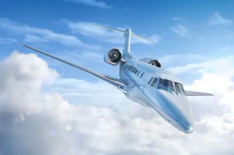 Getty Images A private jet in the clouds - illustration