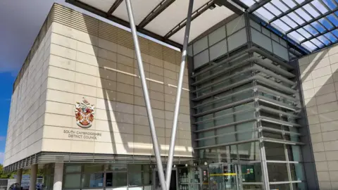 Local Democracy Reporting Service Front of South Cambridgeshire Council offices