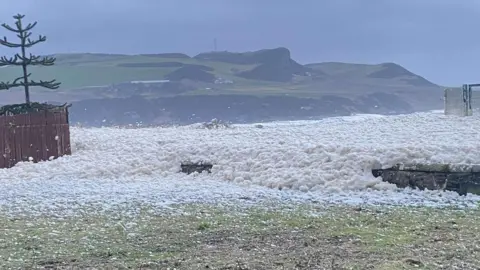 Fubar News Froth on the sea with hills in the background 