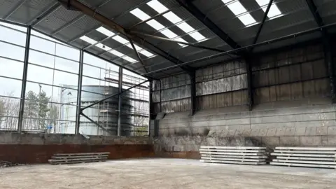 Inside of burnt-out waste transfer station