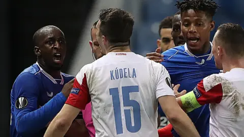 Ian MacNicol Glen Kamara was involved in a flare-up with Ondrej Kudela