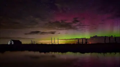 Gary Pearson Northern Lights over Thornham in Norfolk