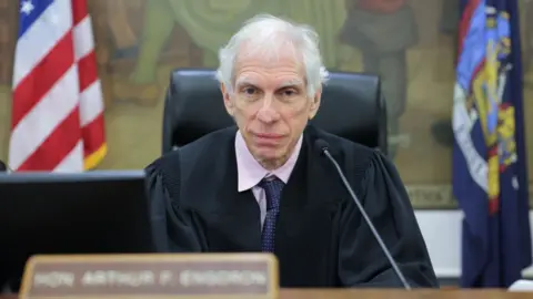 Getty Images Judge Arthur F. Engoron presides over Former U.S. President Donald Trump's civil fraud case at New York State Supreme Court on October 17, 2023 in New York City.