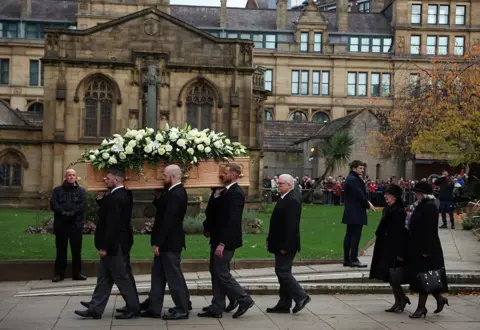 Phil Noble / Reuters Funeral of former England and Manchester United footballer Bobby Charlton at Manchester Cathedral, 13 November 2023
