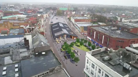 Great Yarmouth Borough Council Aerial view of artist's impression of Great Yarmouth market