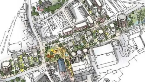 West Northamptonshire Council Initial artist impressions of what the former Greyfriars bus station and surrounding area could look like