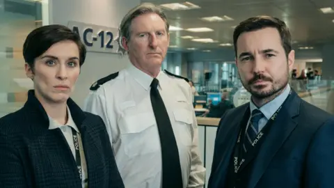 BBC Vicky McClure, Adrian Dunbar and Martin Compston in Line of Duty