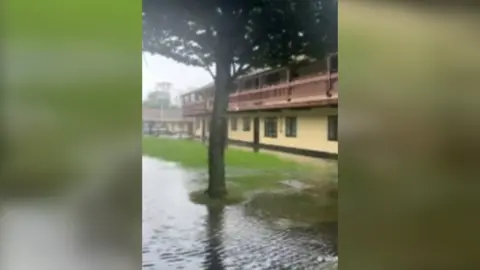 The grass flooded at Butlin's resort