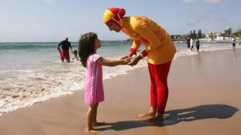 Getty Images A life guard wearing a 'burkini' in Australia February 2007)