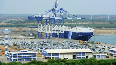 Getty Images A general view of the port facility at Hambantota in February 2015.