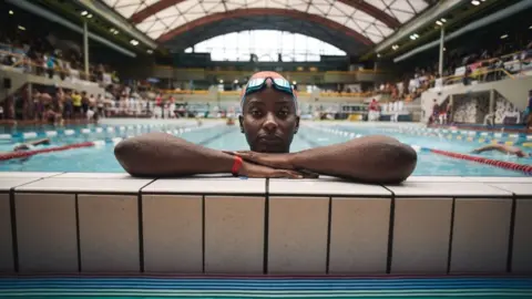 AFP Ugandan swimmer Clare Byarugaba at the 2018 Gay Games edition at The Georges-Vallerey swimming pool in Paris on 10 August 2018
