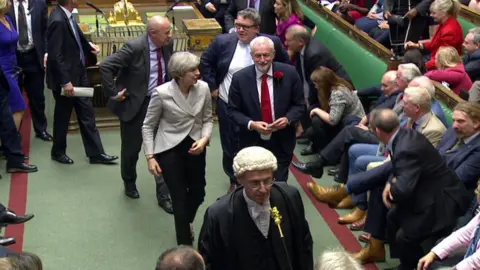 House of Commons Theresa May and Jeremy Corbyn