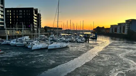 Gavin Brown Frozen water in Cardiff Bay