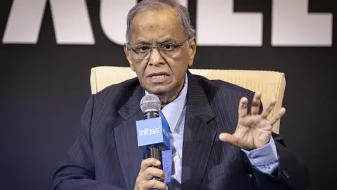 Getty Images Narayana Murthy, co-founder of Infosys Ltd., speaks at the event celebrating 40 year anniversary of Infosys Ltd. at the company's head office in Bengaluru, India, on Wednesday, Dec. 14, 2022