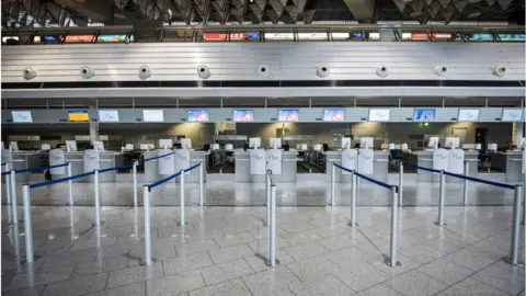 Getty Images Closed counter pictured at Frankfurt Airport