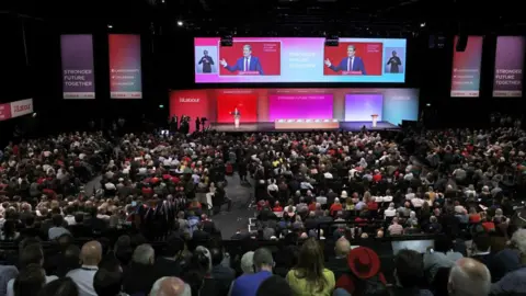 Getty Images Keir Starmer speaks at the Labour conference