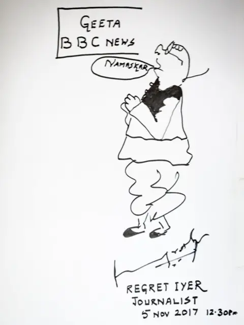 Asif Saud Mr Iyer drew a cartoon for the BBC