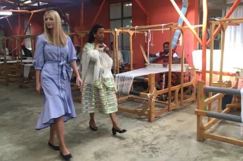 Amensisa Negera Ivanka Trump and Sara Abera, founder of the workshop