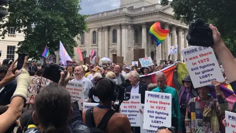 BBC Peter Tatchell taking part in Pride 50th anniversary