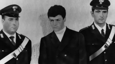 AP Raffaele Minichiello in court flanked by police