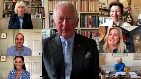 PA Media (clockwise from top left) the Duchess of Cornwall, the Prince of Wales, the Princess Royal, Sophie, Countess of Wessex, Princess Alexandra and the Duke and Duchess of Cambridge