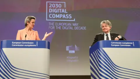 Getty Images Margrethe Vestager and Thierry Breton