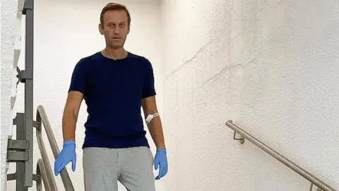 EPA Alexei Navalny pictured at a hospital in Berlin. 22 Sept 2020