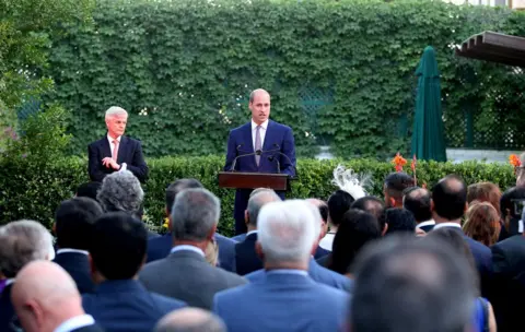Getty Images The Duke of Cambridge gives a speech at the residence of the British ambassador Edward Oakden
