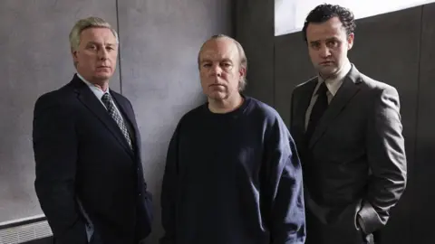 Laura Radford Stuart Graham, Steve Pemberton and Daniel Mays in The Interrogation