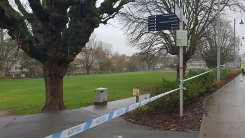 Dawlish Beach Police cordon at Dawlish