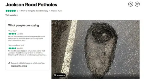 TripAdvisor TripAdvisor listing for "Jackson Road Potholes"