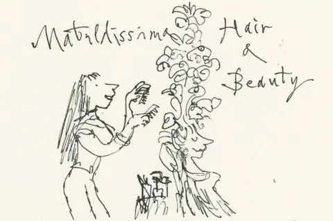 Quentin Blake Matilda, in her 30s, working as a hairdresser by Sir Quentin Blake