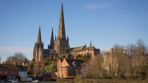 Getty Images Lichfield cathedral pictured from a short distance away